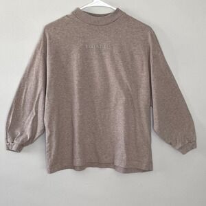 ESSENTIALS Fear of God Mock Neck Pullover Top Long‎ Sleeve Beige Heather Kids 12